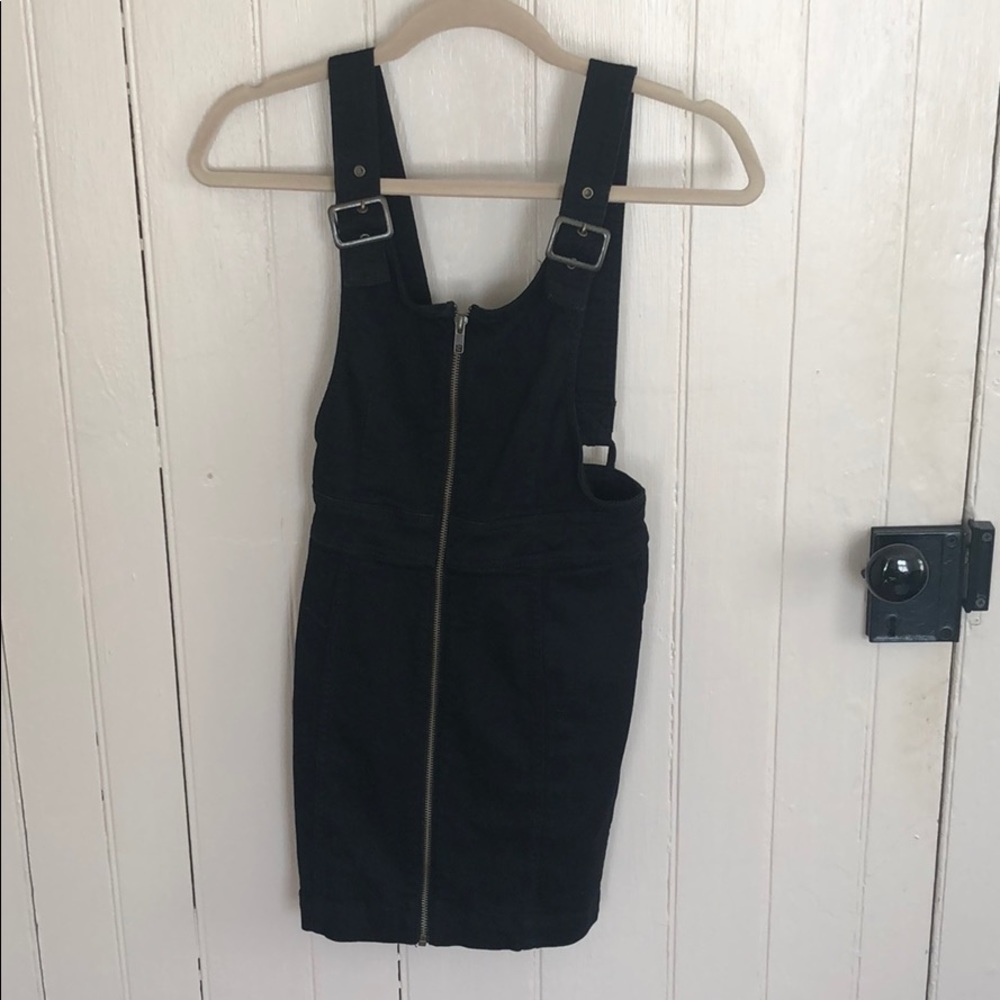 Free People black denim dress